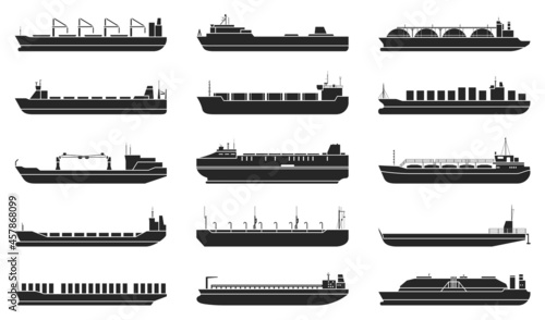 Barge vector black set icon. Vector illustration cargo ship on white background. black set icon barge .