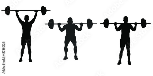 man lifting weights different positions set