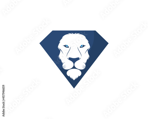 Lion head with diamond gems shape logo