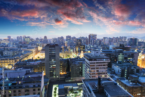 Evening panorama of Santiago de Chile