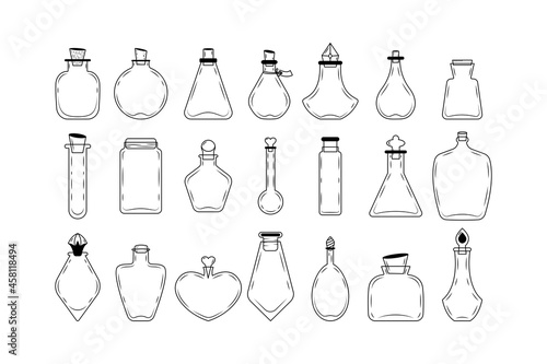 A set of flasks icons for creating magic bottles.