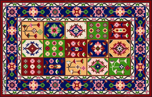 Persian carpet original design, tribal vector texture. Easy to edit and change a few global colors by swatch window. 