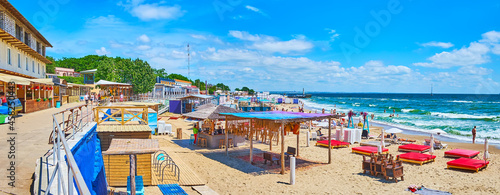 Panorama of seaside promenade and th beach, Odessa, Ukraine
