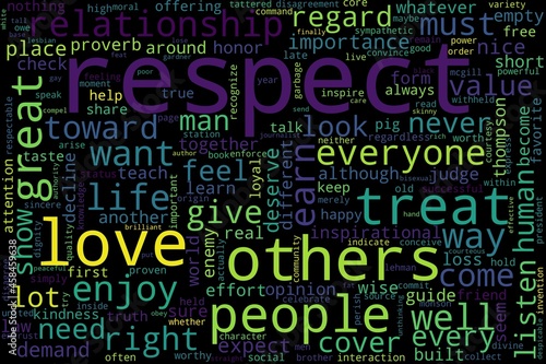 Word cloud of respect concept on black background