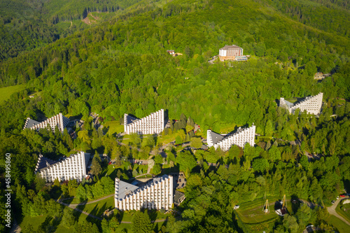 Scenery of the health resort in Ustron on the hills of the Silesian Beskids. Poland