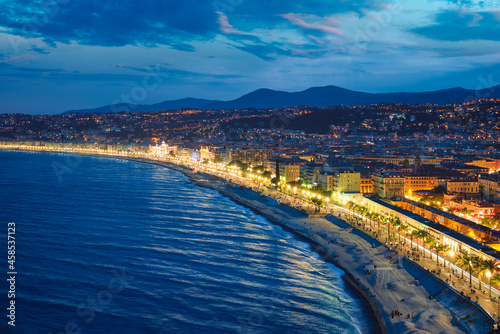 Picturesque view of Nice, France in the evening