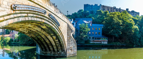 A view across the River Wear beside the Elvet Bridge in Durham, UK in summertime