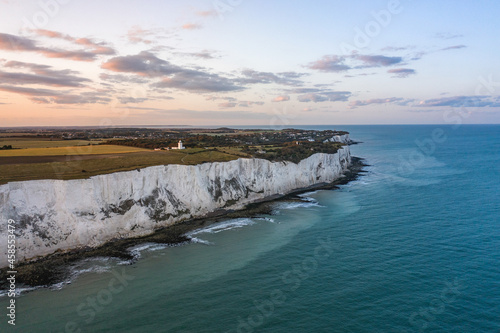 The White Cliffs of Dover in the UK in the Evening Aerial View