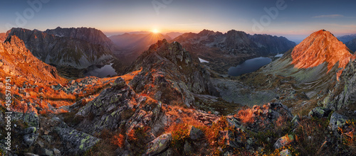 Beautiful sunset mountain panorama from Poland Tatras - Szpiglasowy Wierch
