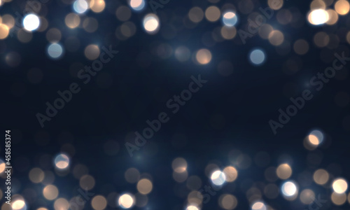 Glowing blue background with colorful lights bokeh