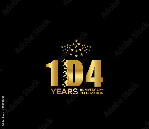 Celebration of Festivals Days 104 Year Anniversary, Invitations, Party Events, Company Based, Banners, Posters, Card Material, Gold Colors Design