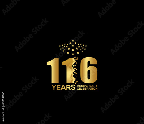 Celebration of Festivals Days 116 Year Anniversary, Invitations, Party Events, Company Based, Banners, Posters, Card Material, Gold Colors Design