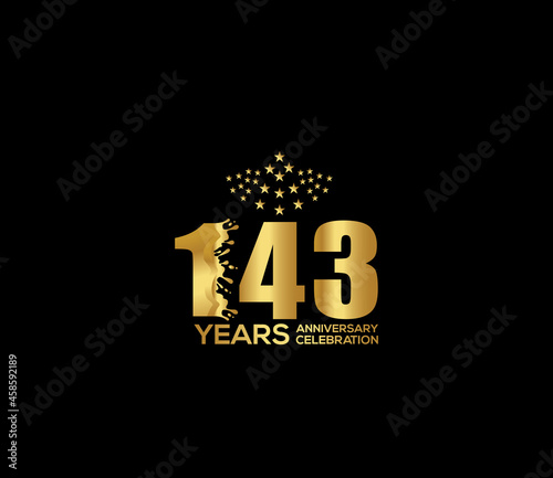 Celebration of Festivals Days 143 Year Anniversary, Invitations, Party Events, Company Based, Banners, Posters, Card Material, Gold Colors Design