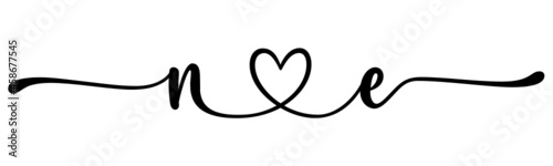 ne, en, letters with heart Monogram, monogram wedding logo. Love icon, couples Initials, lower case, connecting HEART, home decor,