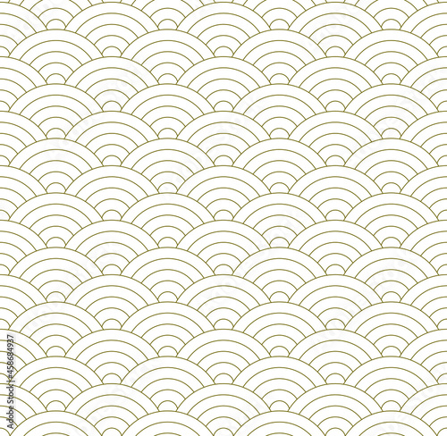 Seamless traditional Japanese ornament with geometric waves.Brown color lines.