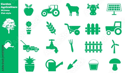Jardin et agriculture en 20 icônes vertes, collection