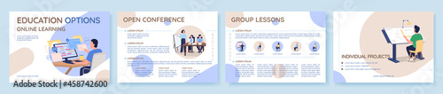 Online education options flat vector brochure template