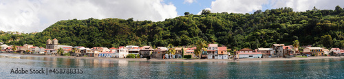 Panoramic view of the caribbean village Saint Pierre , Martinique island.