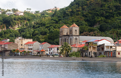The view of the caribbean village Saint Pierre , Martinique island.