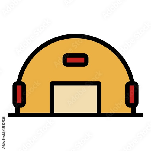Army hangar icon. Outline army hangar vector icon color flat isolated