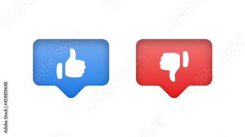 thumbs up or thumb down. Like or dislike with speech bubble - Dos and donts icons - do's and don'ts bubble - true or false - Dos and dont