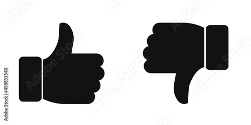 Thumbs up and thumbs down. Flat style - stock vector.