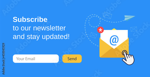Subscribe for our newsletter concept, mail marketing vector illustration