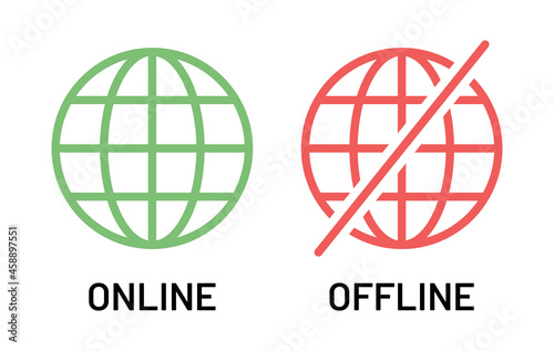 Online and offline icon. Globe icon symbol of internet connection.