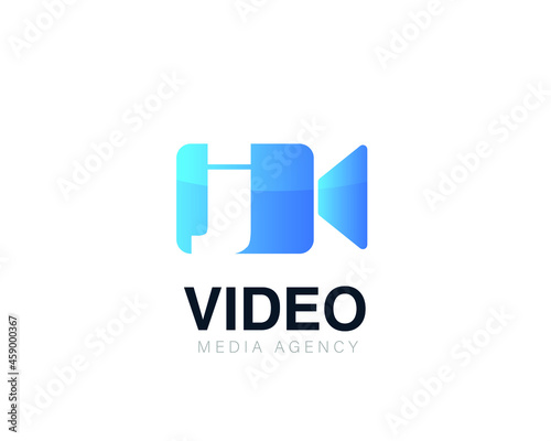 Initial letter j video conference and chat video logo