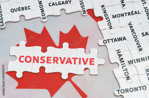 The flag of Canada features city name jigsaw puzzles and jigsaw puzzles with the words - Conservative