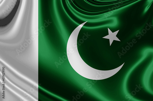 pakistan fabric flag waving . 3D illustration