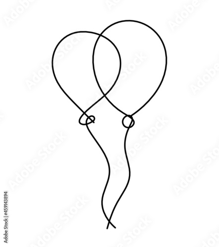 Abstract air balloon as line drawing on white background