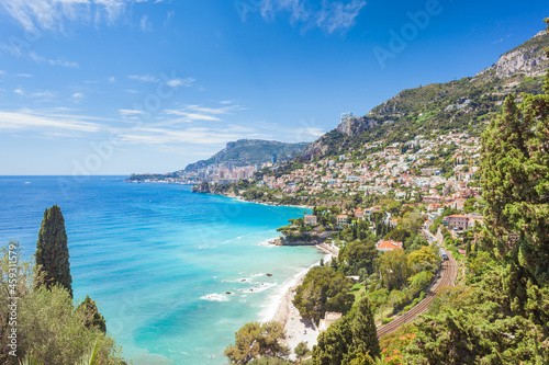 View on Monaco Monte-Carlo from Roquebrune-Cap-Martin, Cote d'Azure, France