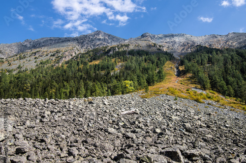 landscape with scree at the bottom of the mountain