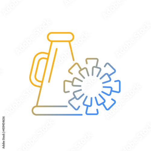 Cheerleading gradient linear vector icon. Megaphone, pom-poms. Sport team support group. Dance perfomance. Thin line color symbol. Modern style pictogram. Vector isolated outline drawing