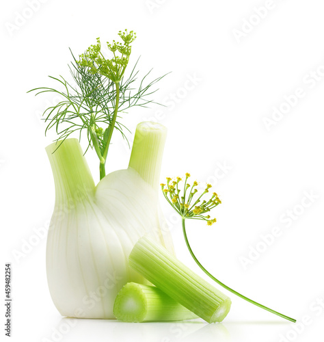 Fresh fennel bulb with leaves