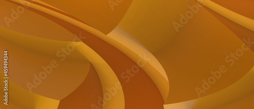 Abstract Waves background. Origami Paper and futuristic illusions Geometry shapes with Modern Curves Digital art on Orange. Copy space, banner - 3d rendering