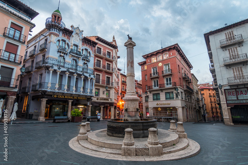 teruel, Spain. 29th august, 2021: square of el torico in teruel mudejar city,Spain