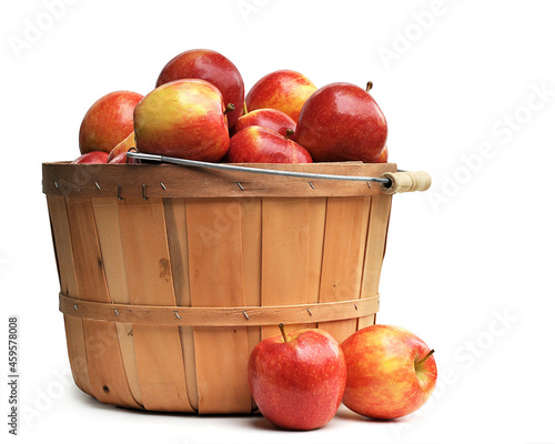 Apples in a Wooden Basket on white