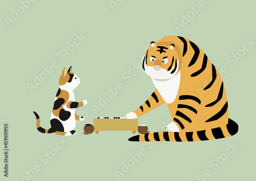三毛猫と虎の囲碁対決