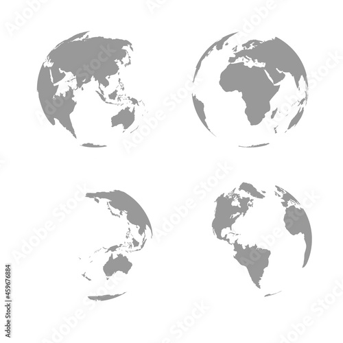 Earth globe set isolated on white background