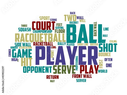 racquetball wordcloud concept, wordart,