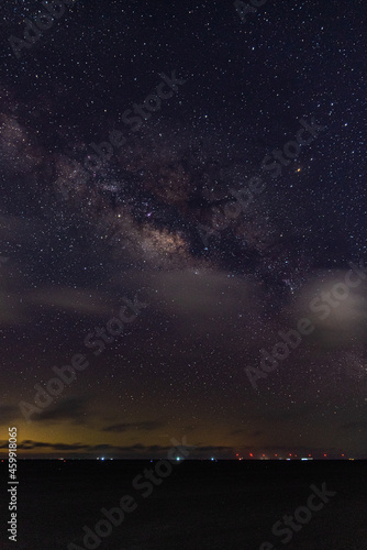 The starry sky by the sea and the Milky way