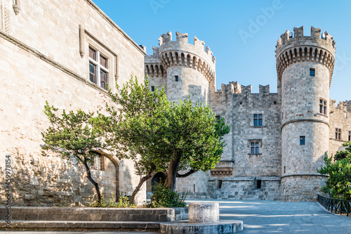 Medieval castle in old town of Rhodes, Greece