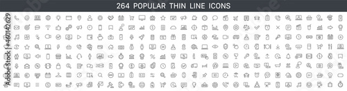 Thin line icons big set. Icons business marketing e-commerce media contact icon vector