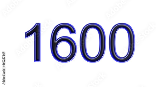 blue 1600 number 3d effect white background