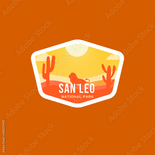 Badge logo of San Leo National Park in hot colours!