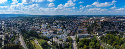 Aerial view around the city Basel in Switzerland on a sunny day in summer.