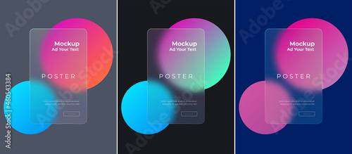 new trend Glassmorphism and glass effect poster and social media mockups you can change the text