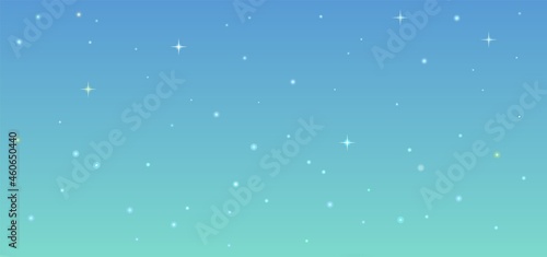 Morning starry sky. Illustration in cartoon style flat design. Heavenly atmosphere. Vector